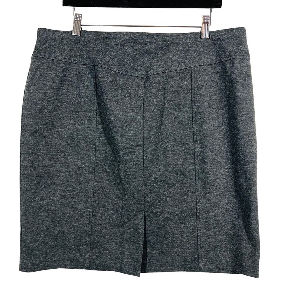 Ellen Tracy Stretch Pencil Skirt Charcoal Career Casual Knit Light Elastic - XL